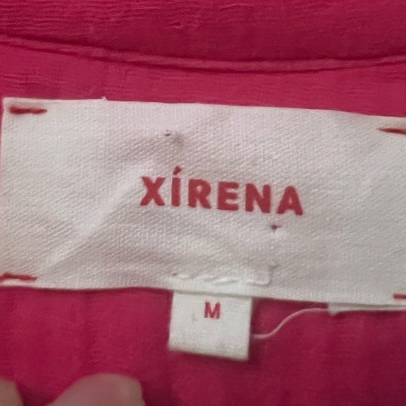 XIRENA Cranberry Pink Gauze Cotton Button Front Midi Dress - Picture 5 of 7